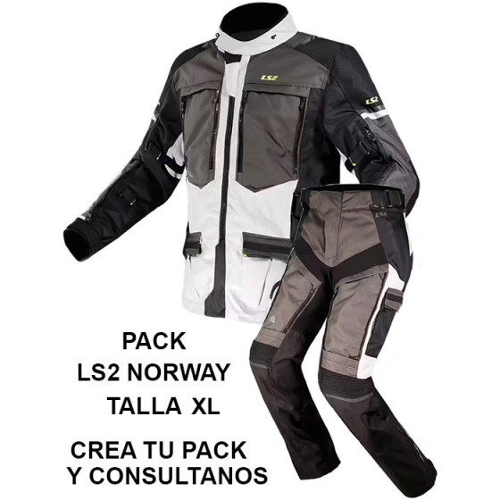 PACK CHAQUETA LS2 NORWAY MAN GREY YELLOW XL + PANTALON LS2 NORWAY MAN BLACK GREY XL