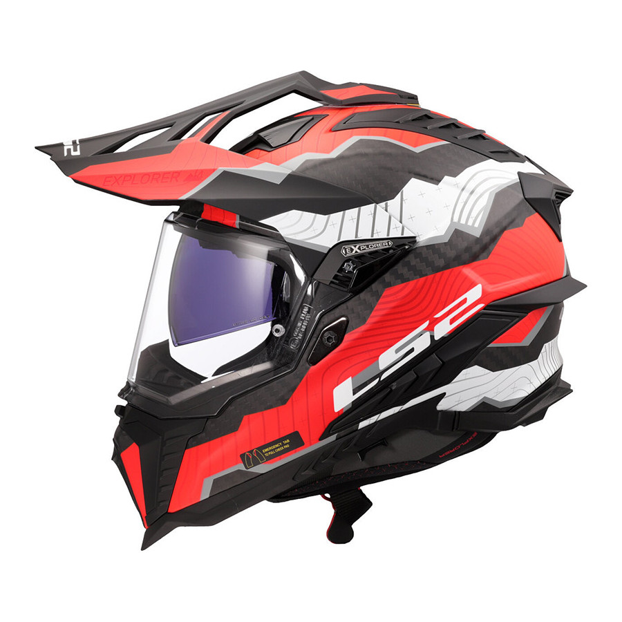 Casco LS2 MX701 Trick Carbon White Red