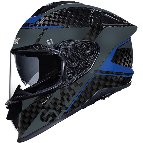 Casco SMK Titan Carbon Black Grey Azul GL256