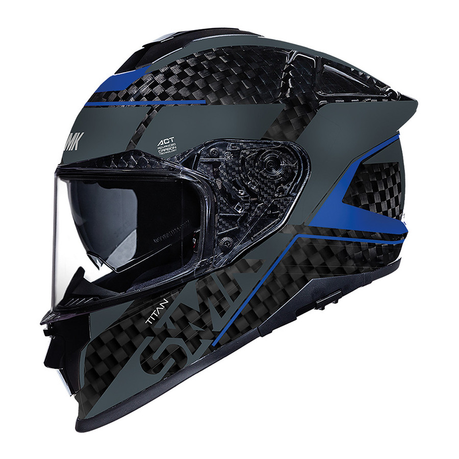 Casco SMK Titan Carbon Black Grey Azul GL256