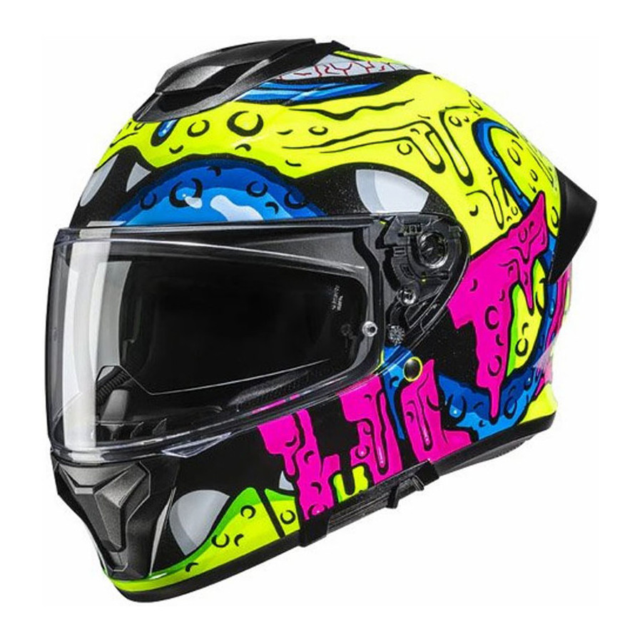 Casco HJC C71 Squeeze Blue Yellow Pink MC32H