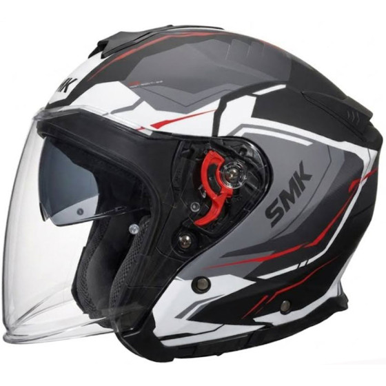 Casco SMK GTJ Escape Matt Black White Red  MA213 