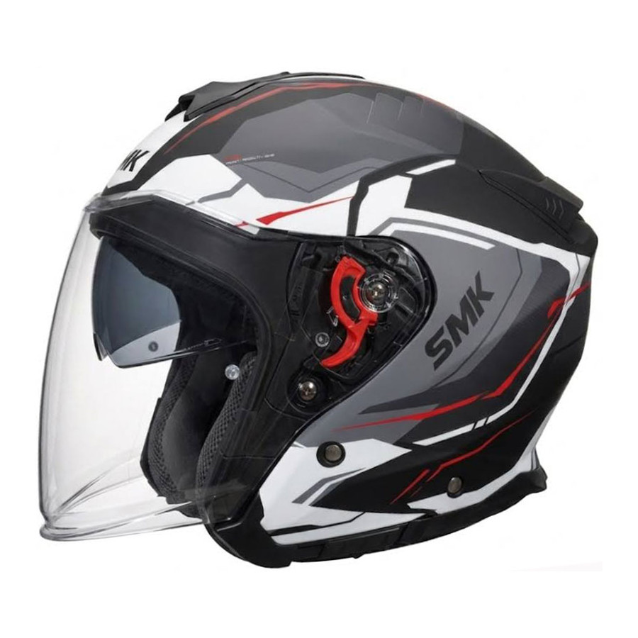 Casco SMK GTJ Escape Matt Black White Red  MA213 