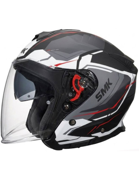 Casco SMK GTJ Escape Matt Black White Red  MA213 